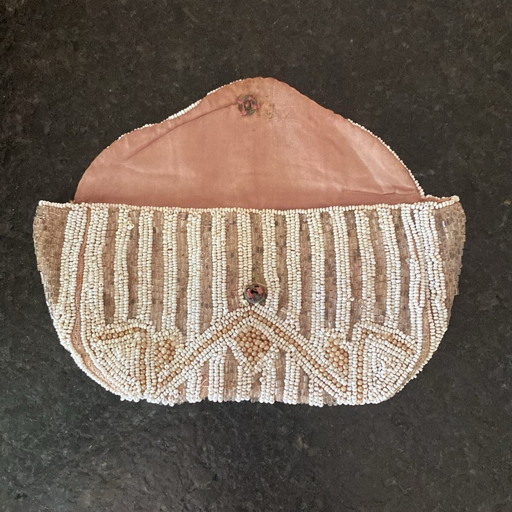 Antique‎ Vintage 1920’s white and champagne Beaded clutch dance purse - Picture 3 of 8